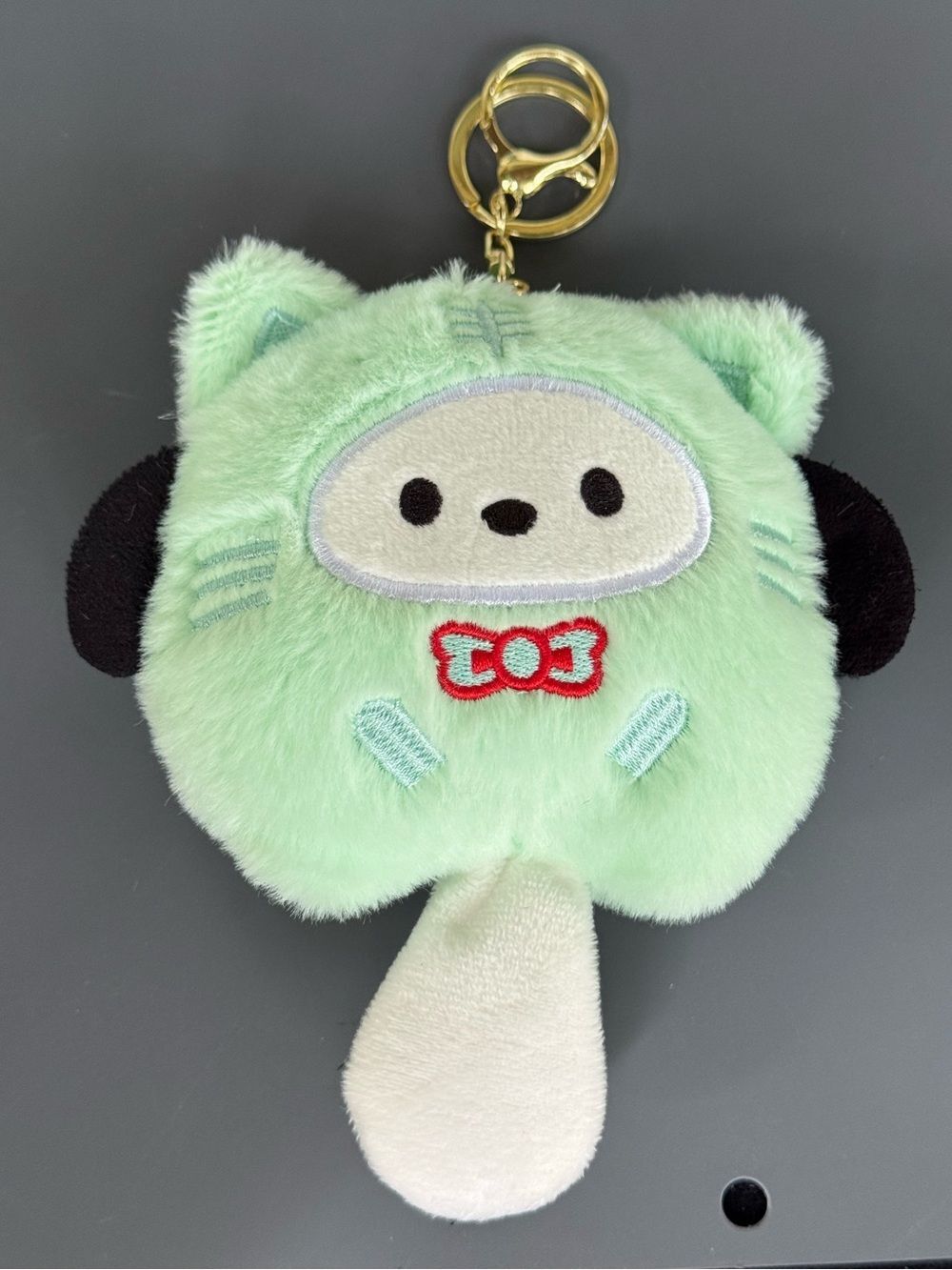 Cute Mint Green Cat Tiger Plush Keychain Bag Charm NIP